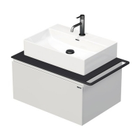 INT | TARA | skříňka s keramickým umyvadlem 60cm | 1 zásuvka | bílá | lesk | černá deska