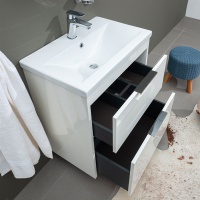 VIGO | koupelnová skříňka | 610x718x395mm | keramické umyvadlo | bílá | lesk | 2 zásuvky