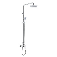 MEREO | VIANA | sprchový set | nástěnná baterie, tyč, hlavová a ruční sprcha čtvercová