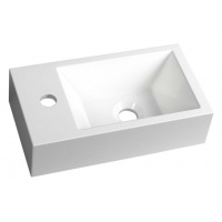 SAPHO | AMAROK| umývátko | litý mramor | 40x22cm | baterie vlevo | bílá