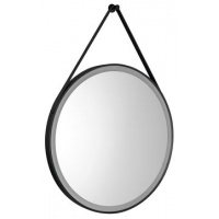 SAPHO | STAGO | zrcadlo v rámu | s LED osvětlením | kruh | pr.60cm | černá mat