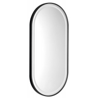 SAPHO | KAIRA | zrcadlo v rámu | s LED osvětlením | ovál | 45x90 | černá mat