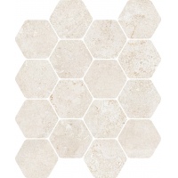 EVOLUTION white mosaica hexagon | 24x28 | 01S | rekt | R10 | nat 