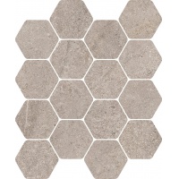 EVOLUTION light grey mosaica hexagon | 24x28 | 01S | rekt | R10 | nat 